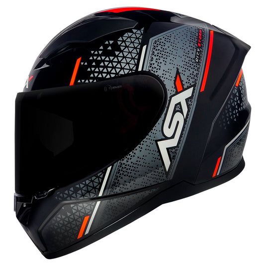 Capacete ASX City Storm Brilho Preto/Cinza/Vermelho
