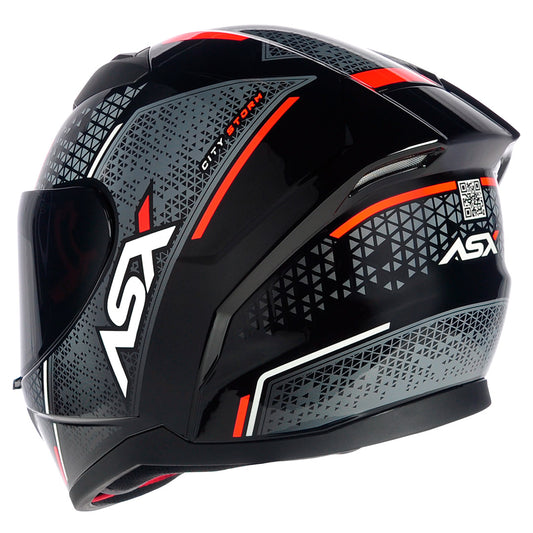 Capacete ASX City Storm Brilho Preto/Cinza/Vermelho