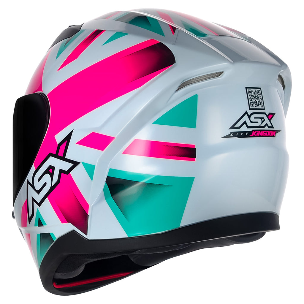 Capacete ASX City Kingdom Brilho Branco/Rosa/Tiffany