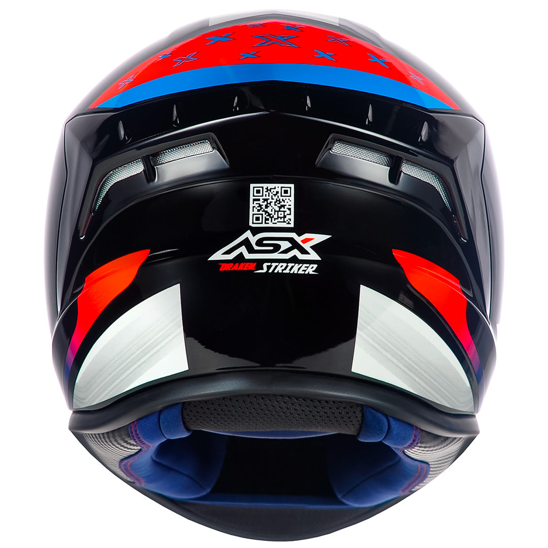 Capacete ASX draken Striker Brilho Preto/Azul/Vermelho