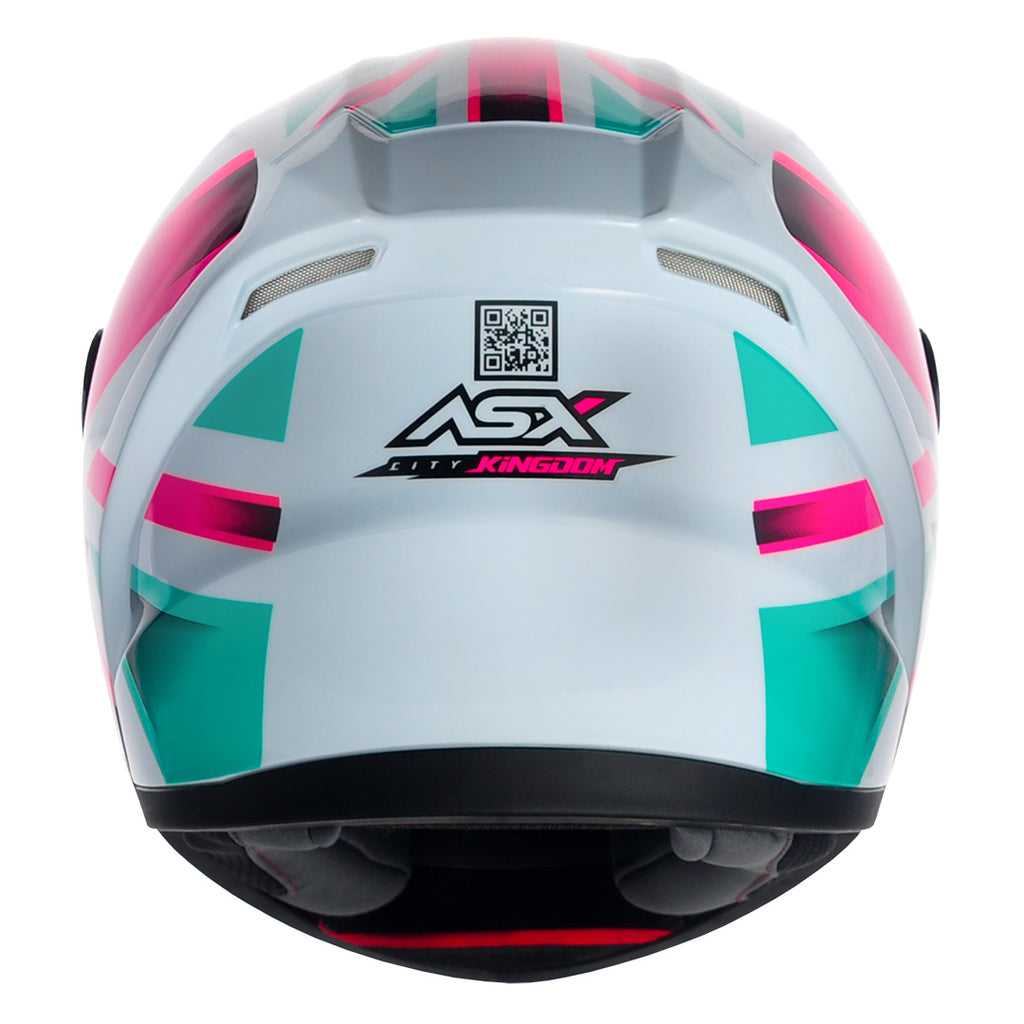 Capacete ASX City Kingdom Brilho Branco/Rosa/Tiffany