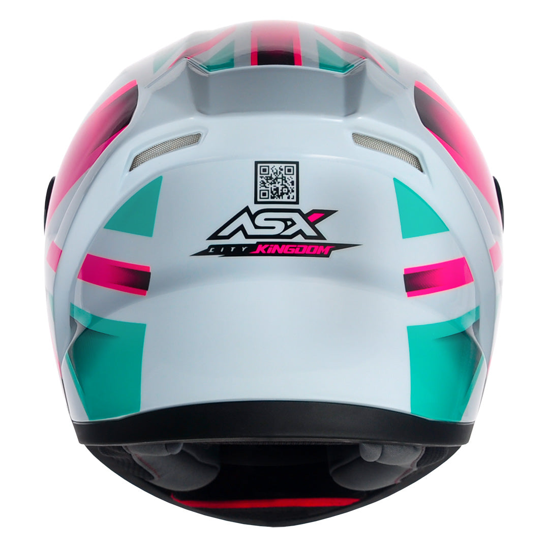 Capacete ASX City Kingdom Brilho Branco/Rosa/Tiffany