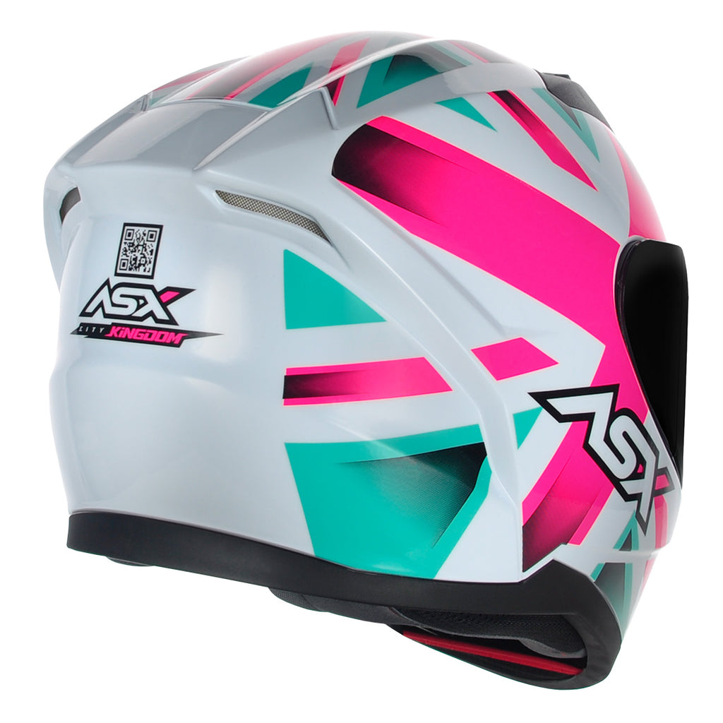 Capacete ASX City Kingdom Brilho Branco/Rosa/Tiffany
