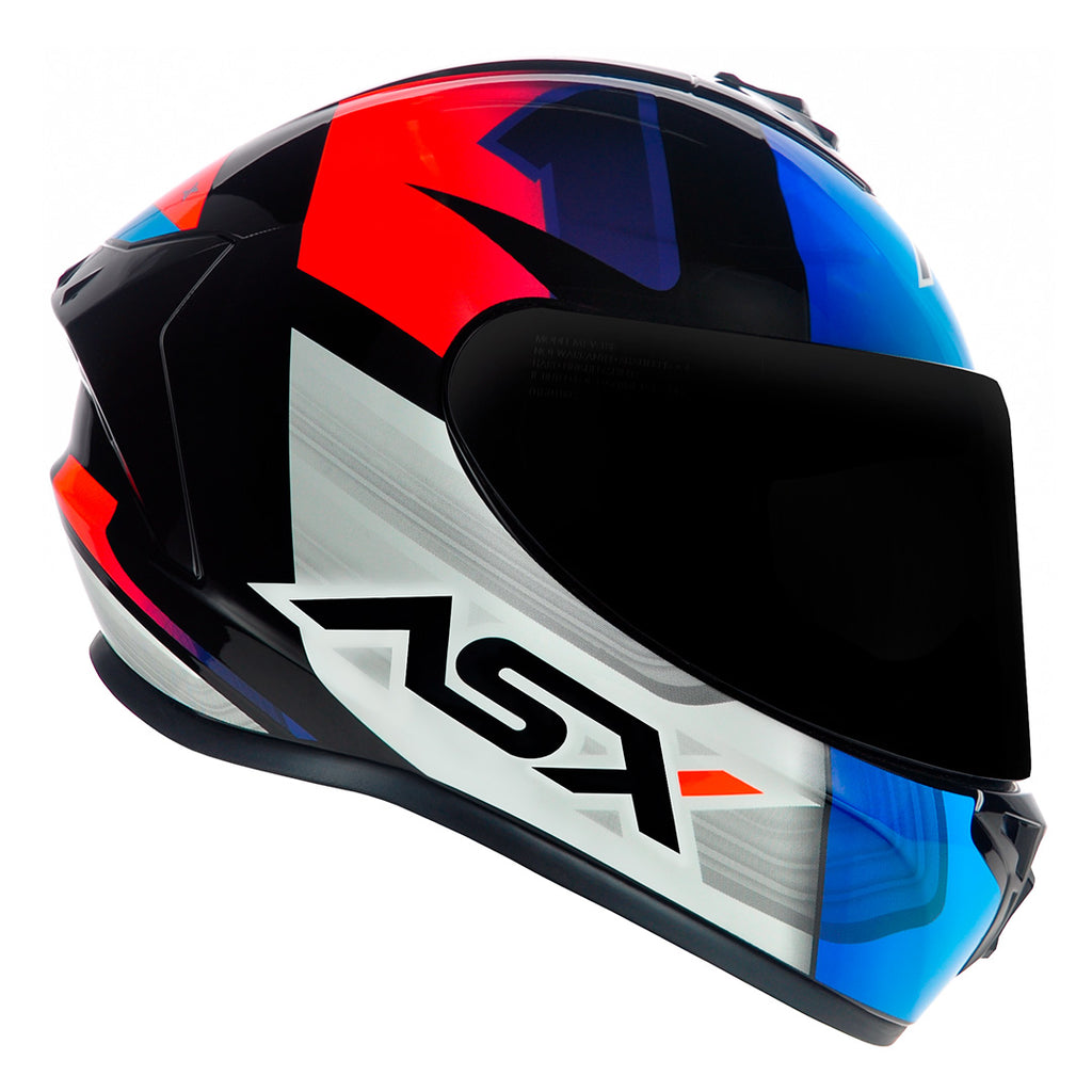 Capacete ASX draken Striker Brilho Preto/Azul/Vermelho