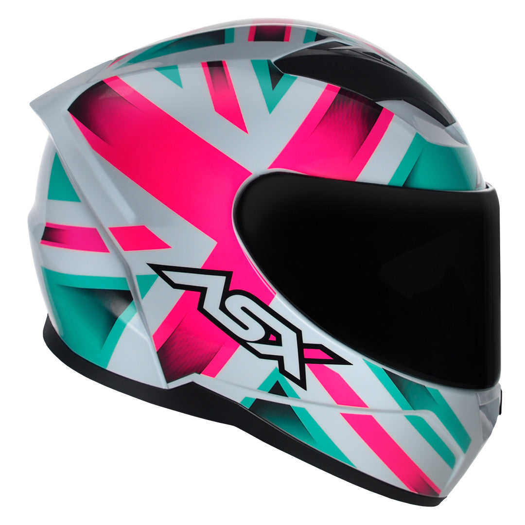 Capacete ASX City Kingdom Brilho Branco/Rosa/Tiffany