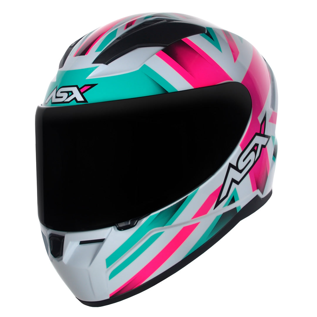 Capacete ASX City Kingdom Brilho Branco/Rosa/Tiffany
