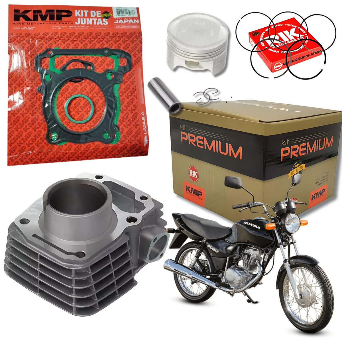 KIT PREMIUM COM CILINDRO PISTAO KMP HONDA CG 125 2002 EM DIANTE