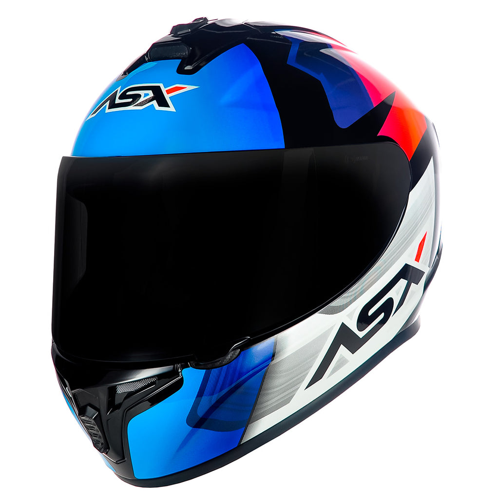 Capacete ASX draken Striker Brilho Preto/Azul/Vermelho