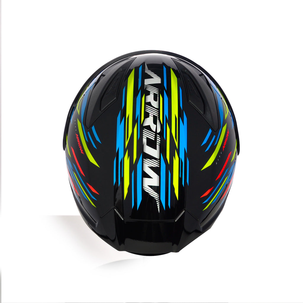 Capacete ASX City Arrow Brilho Preto/Azul/Amarelo