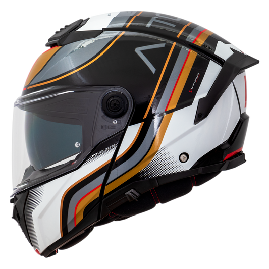 Capacete Mt Helmets Atom 2 SV Xenom B9 Branco Preto Brilho