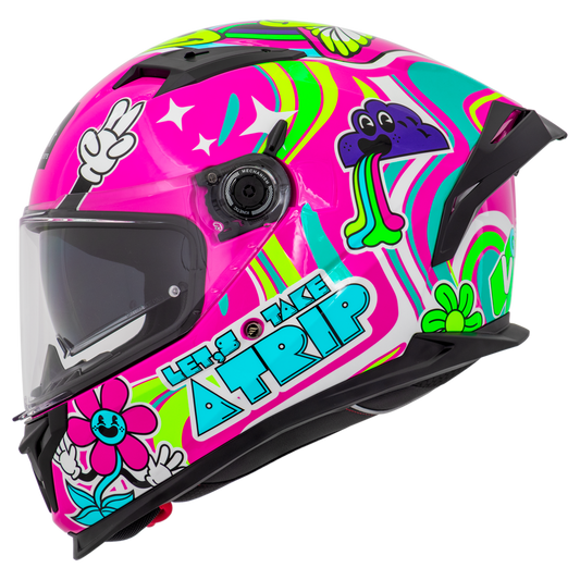 Capacete Mt Helmets Braker SV Trip C8 Rosa Brilho