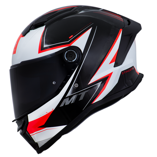 Capacete Mt Helmets Stinger 2 Sr B5 Branco Vermelho Brilho