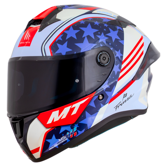 Capacete Mt Helmets Targo S  Replica Ivan Ortols USA 2024 C7 Branco Brilho