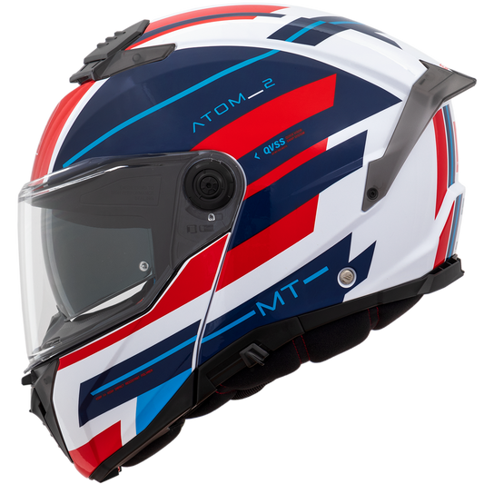 Capacete Mt Helmets Atom 2 SV Alkaline Fo Vermelho Azul Gloss