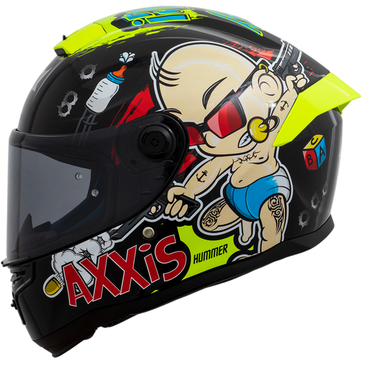 Capacete Axxis Hummer Baby Bang A3 Amarelo Flourescente Brilho
