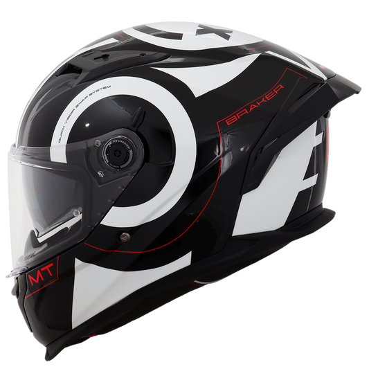 Capacete Mt Helmets Braker SV Inox A0 Preto Branco Brilho