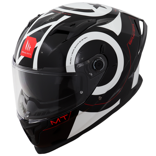 Capacete Mt Helmets Braker SV Inox A0 Preto Branco Brilho