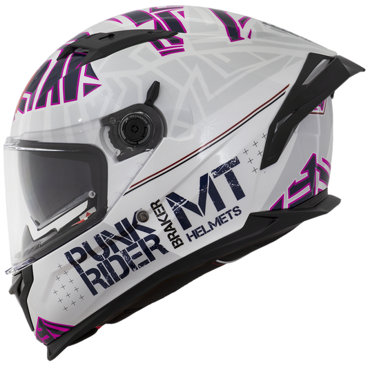 Capacete Mt Helmets Braker SV Punk Rider A0  Branco Pérola Brilhante