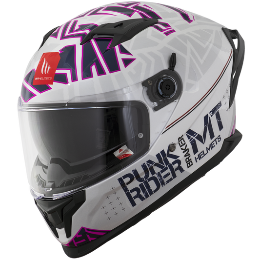 Capacete Mt Helmets Braker SV Punk Rider A0  Branco Pérola Brilhante
