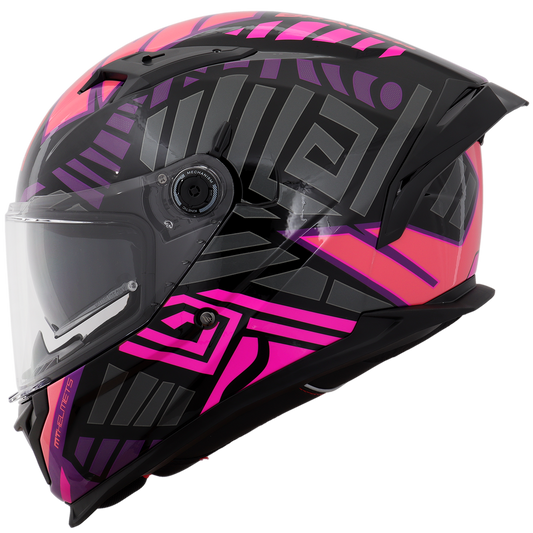 Capacete Mt Helmets Braker SV Zebra B8 Preto Rosa Flourescente Brilho
