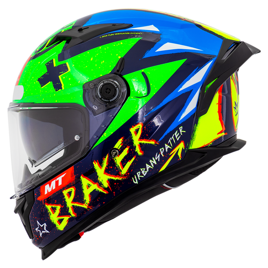 Capacete Mt Helmets Braker SV Urbanspatter C6 Verde Flourecente Brilho