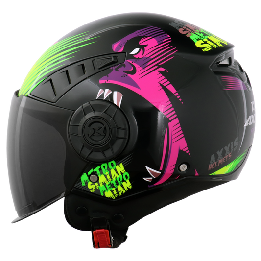Capacete Axxis Metro Simian B13 Preto Rosa Brilho