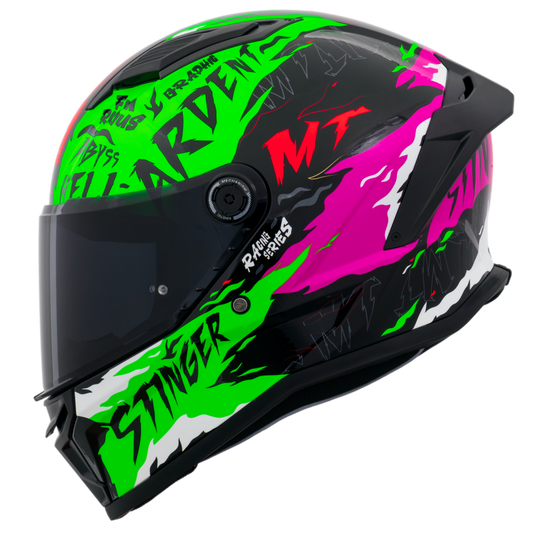 Capacete Mt Helmets Stinger 2 Ardent C13 Preto Amarelo Flourescente Brilho