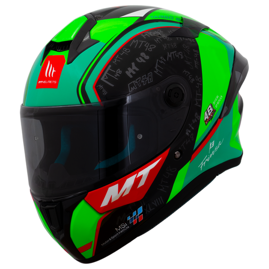 Capacete Mt Helmets Targo S Replica Ivan Ortola Jerez 2024 B6 Verde Brilho