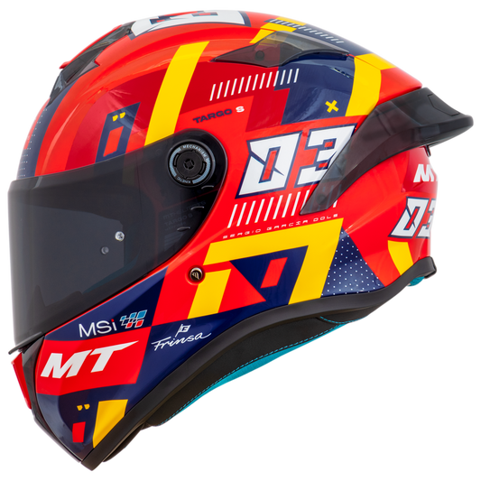 Capacete Mt Helmets Targo S Replica Sergio Garcia 2024 E5 Vermelho Brilho