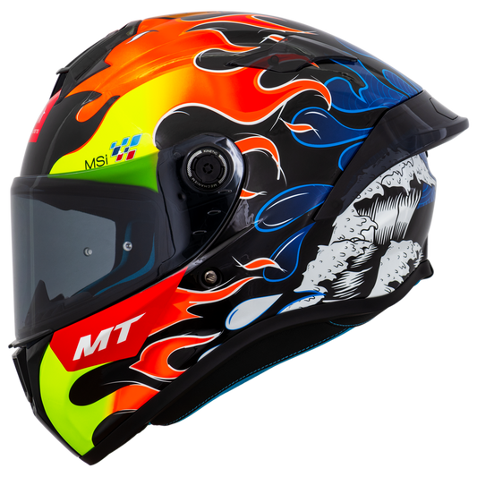 Capacete Mt Helmets Targo S Replica Yamanaka 2024 B7 Preto Flourescente Brilho