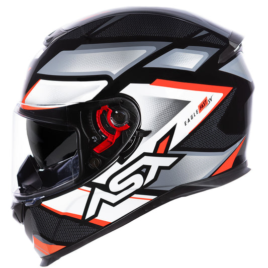 Capacete ASX Eagle SV Fast Brilho Preto/Cinza/Vermelho