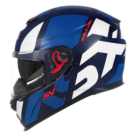 Capacete ASX Eagles SV Lines Fosco Azul/Branco/Vermelho