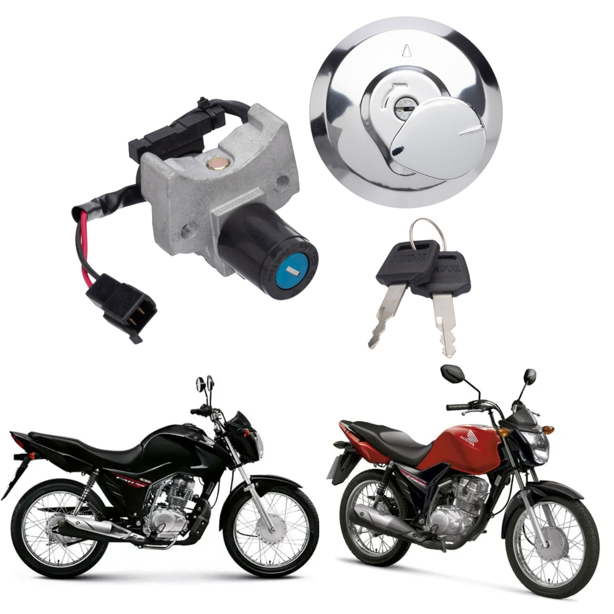 KIT CONJUNTO TRAVAS CHAVE IGNIÇÃO CG FAN 125 2014 2015