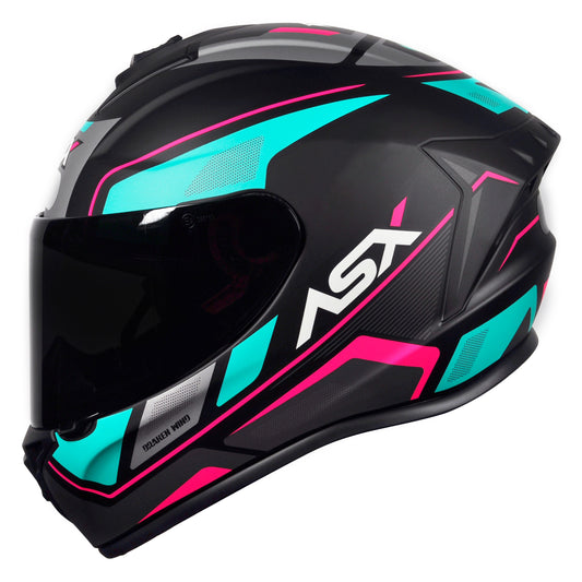 Capacete ASX Draken Wind Fosco Preto/Tiffany/Rosa