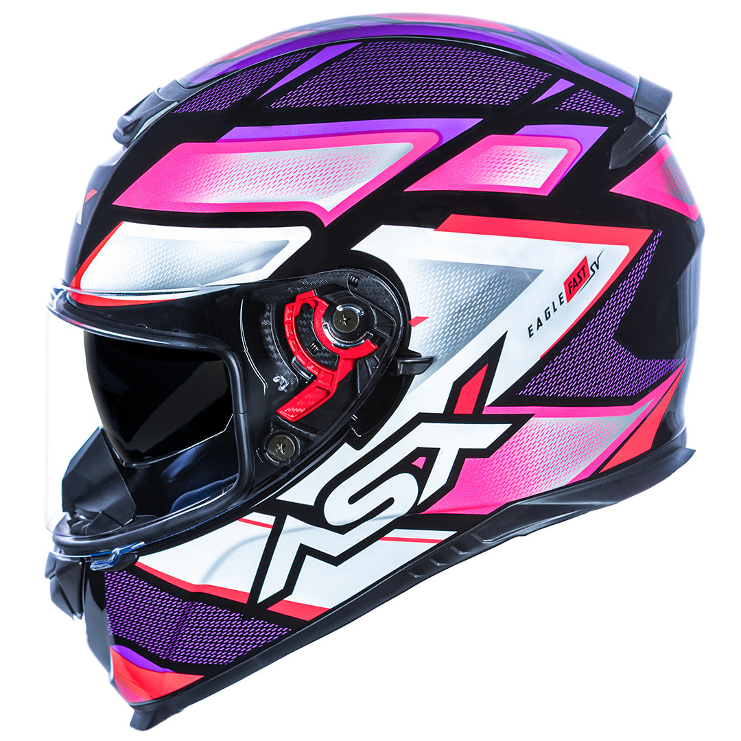 Capacete ASX Eagle SV Fast Brilho Preto Lilás Rosa