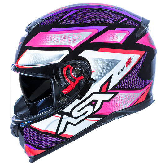 Capacete ASX Eagle SV Fast Brilho Preto Lilás Rosa
