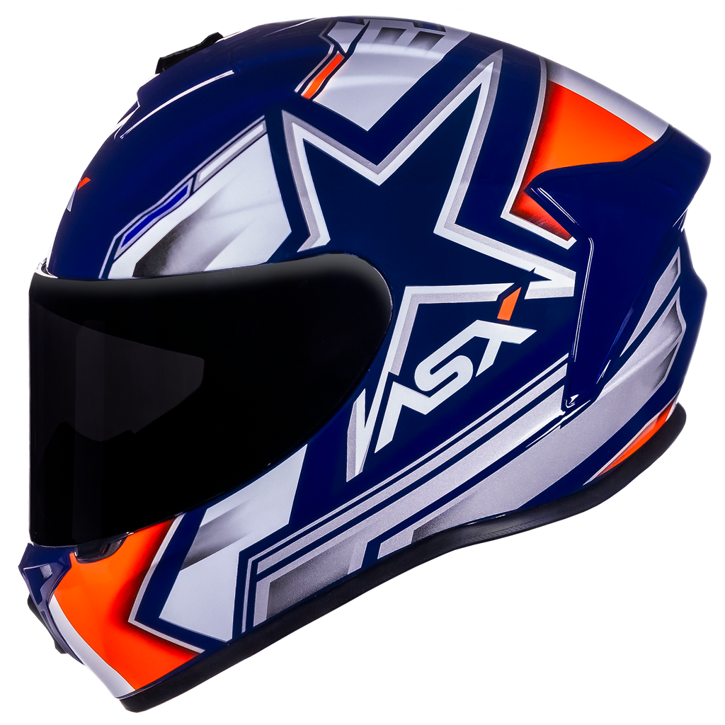 Capacete ASX draken Pilot Brilho Azul/Branco/Vermelho