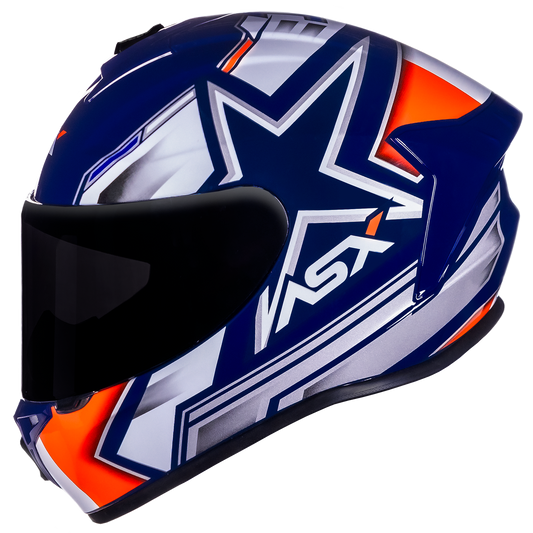 Capacete ASX draken Pilot Brilho Azul/Branco/Vermelho