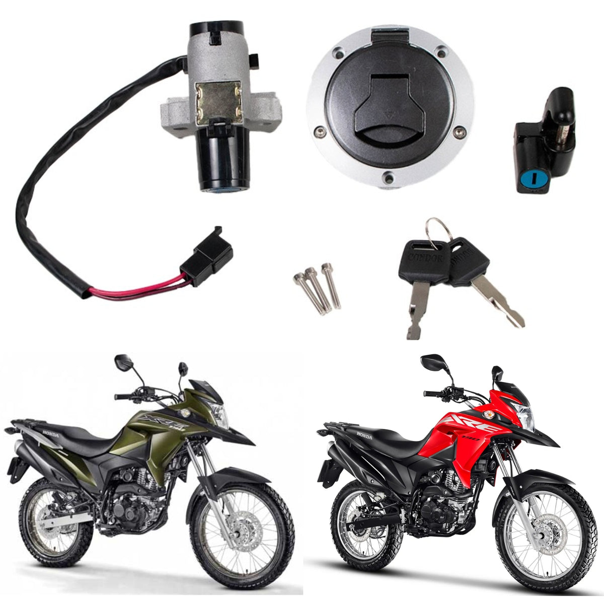 KIT CONJUNTO TRAVAS CHAVE IGNIÇÃO XRE 190 2016-2020