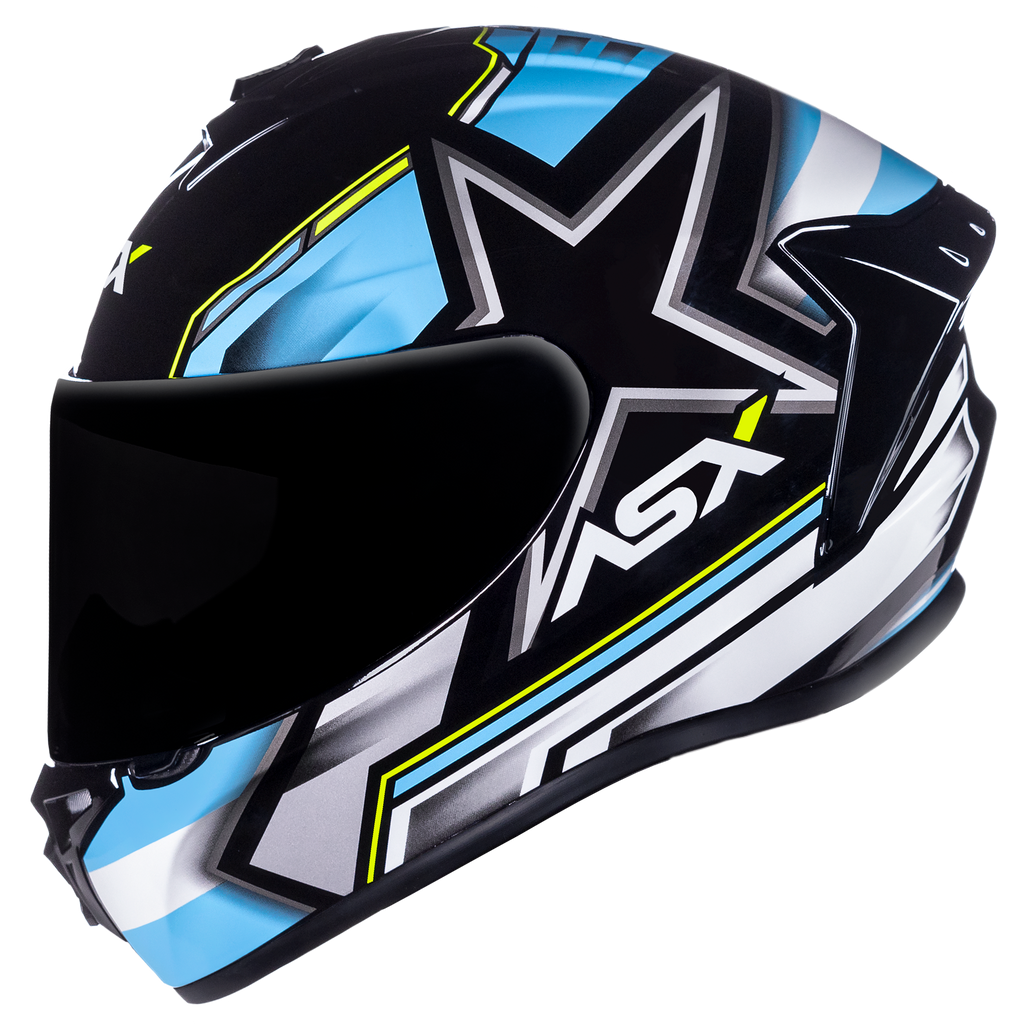 Capacete ASX draken Pilot Brilho Preto/Azul/Amarelo