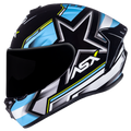 Capacete ASX draken Pilot Brilho Preto/Azul/Amarelo