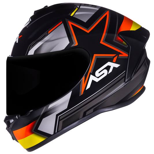 Capacete ASX draken Pilot Fosco Preto/Vermelho/Amarelo