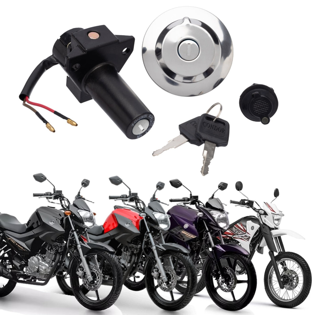 KIT CONJUNTO TRAVAS CHAVE IGNIÇÃO FAZER FACTOR 125 150 XTZ 125