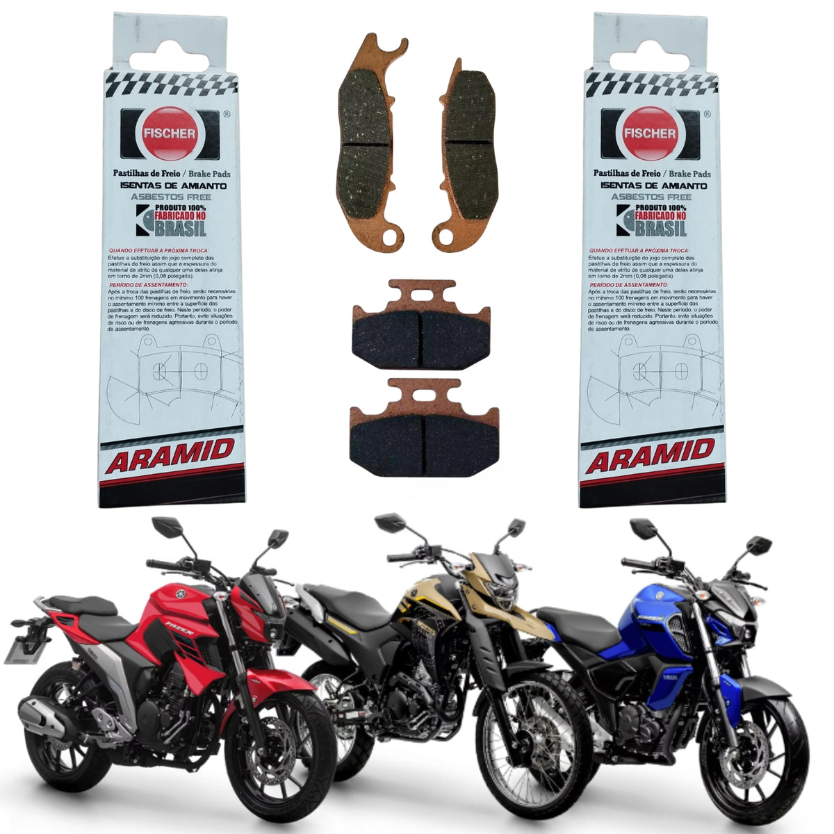 KIT PAR PASTILHA DE FREIO FISCHER TRASEIRA DIANTEIRA YS FAZER 250 FZ25 2016-2025