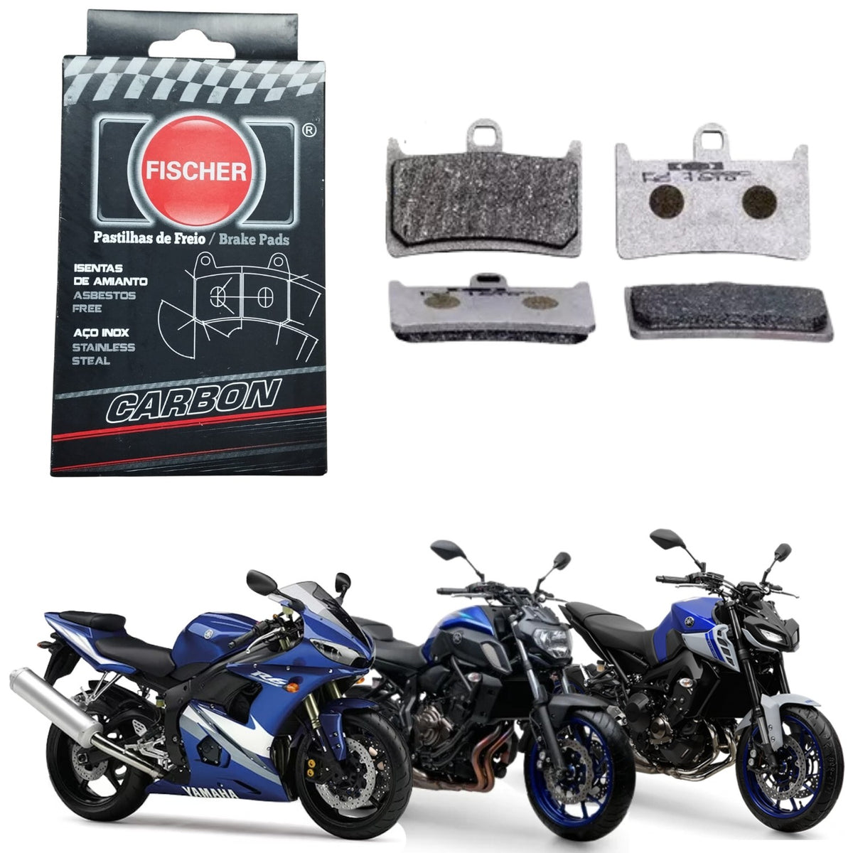 PASTILHA DE FREIO DIANTEIRA FISCHER CARBON R6 / MT07 / MT09 / T-MAX / XJR R / FZ6 / FZS / TDM 900 SUPER TENERE