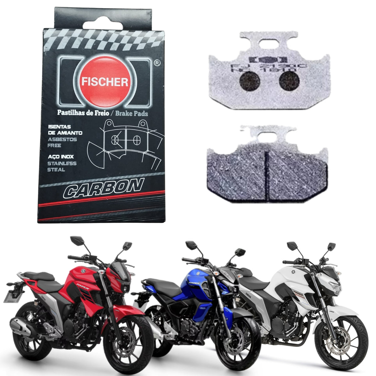 PASTILHA DE FREIO TRASEIRA FISCHER CARBON FAZER 250 / FZ15 / FZ25 / LANDER 250 / X 250