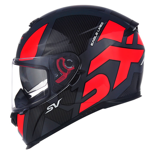 Capacete ASX Eagles SV Lines Brilho Preto/Vermelho/Grafite