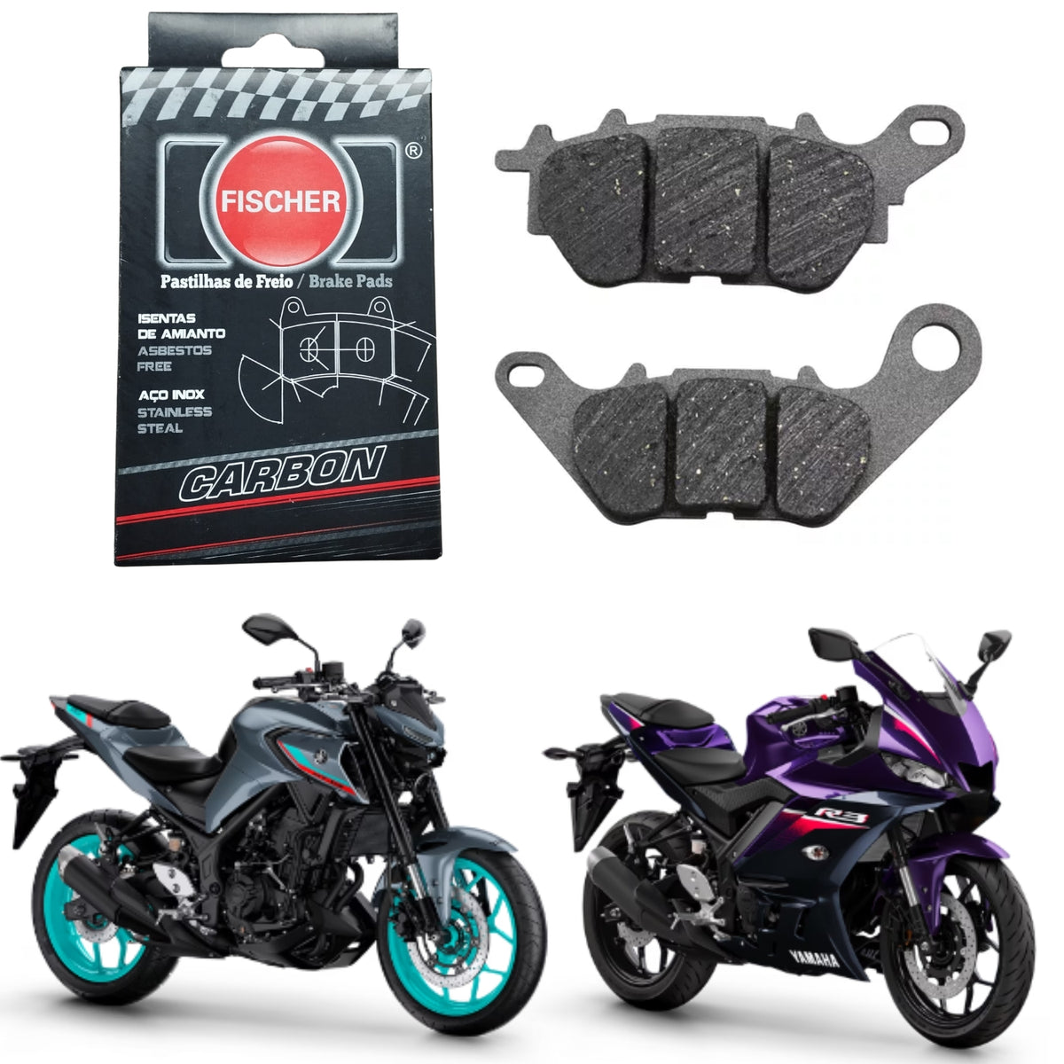 PASTILHA DE FREIO TRASEIRA FISCHER CARBON MT03 YZF R3 2016-2025