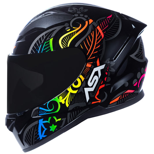 Capacete ASX City Flowers Brilho Preto Grafite Color