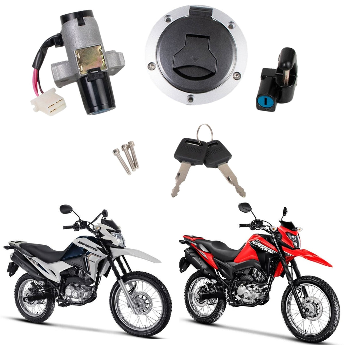 KIT CONJUNTO TRAVAS CHAVE IGNIÇÃO BROS 160 2018-2024
